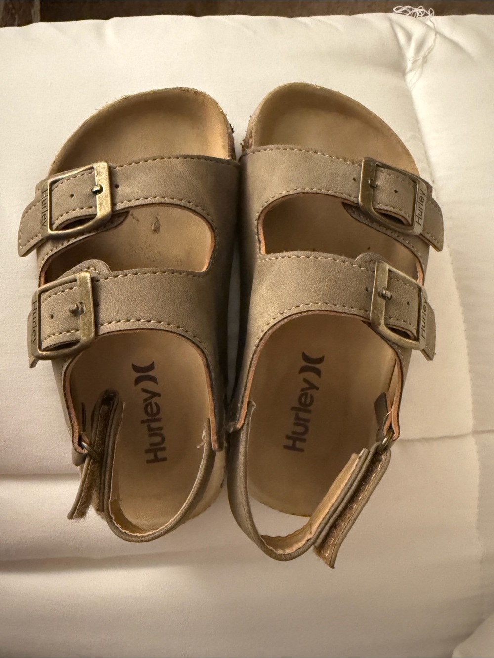 Hurley Kids Double Buckle Sandals Size 8 Tan Beige